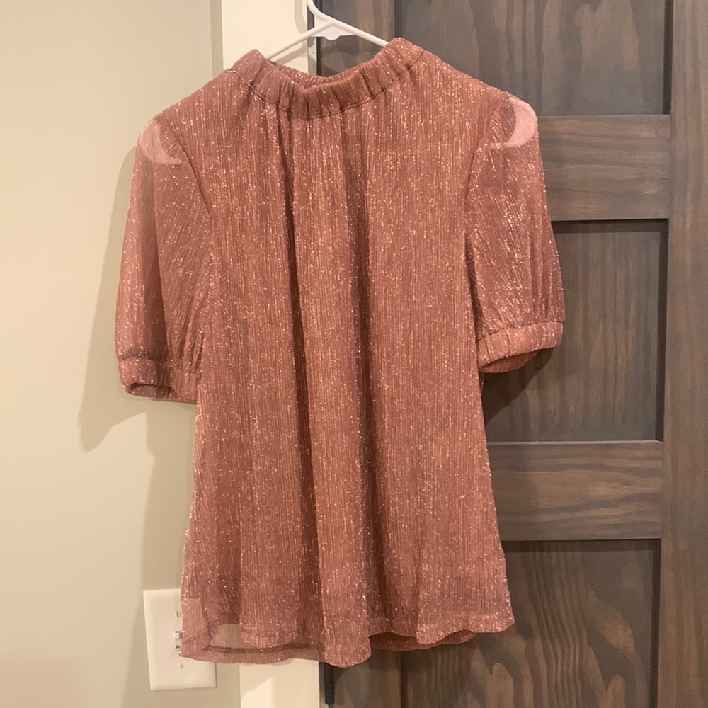 Blush metallic mock neck THML top XS